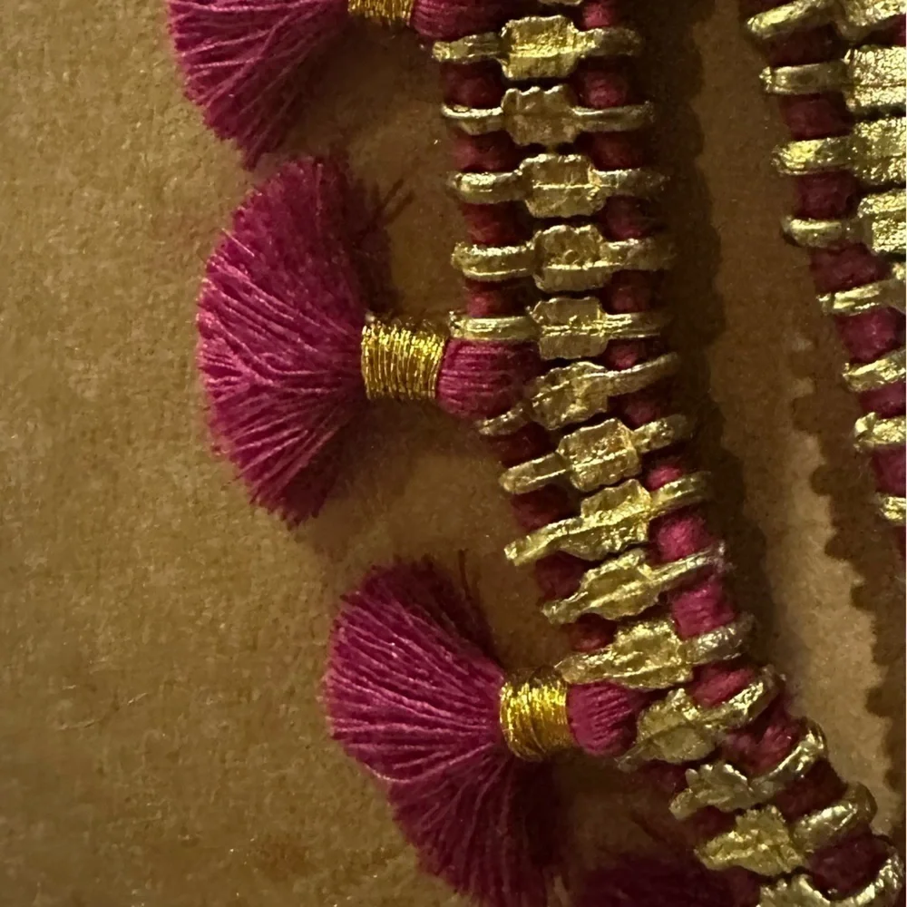 Shiraleah Chicago Gold Burgundy Tassel Bracelet NWT